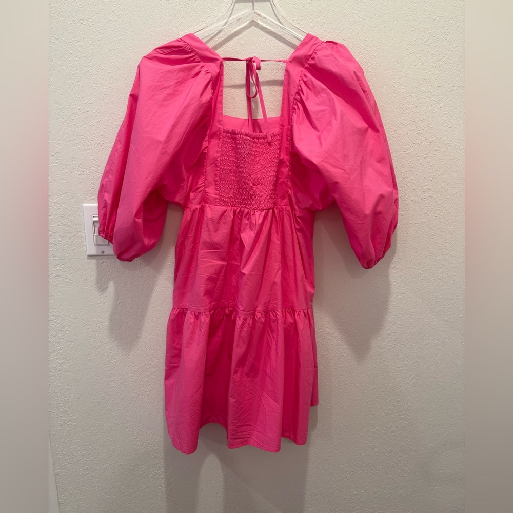 A‎ NEW DAY from TARGET Puff Sleeve Smocked Back Tiered Dress in Pink size XS - Picture 4 of 9